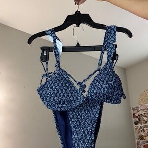 Blue Patterned Women's Bathing Suit